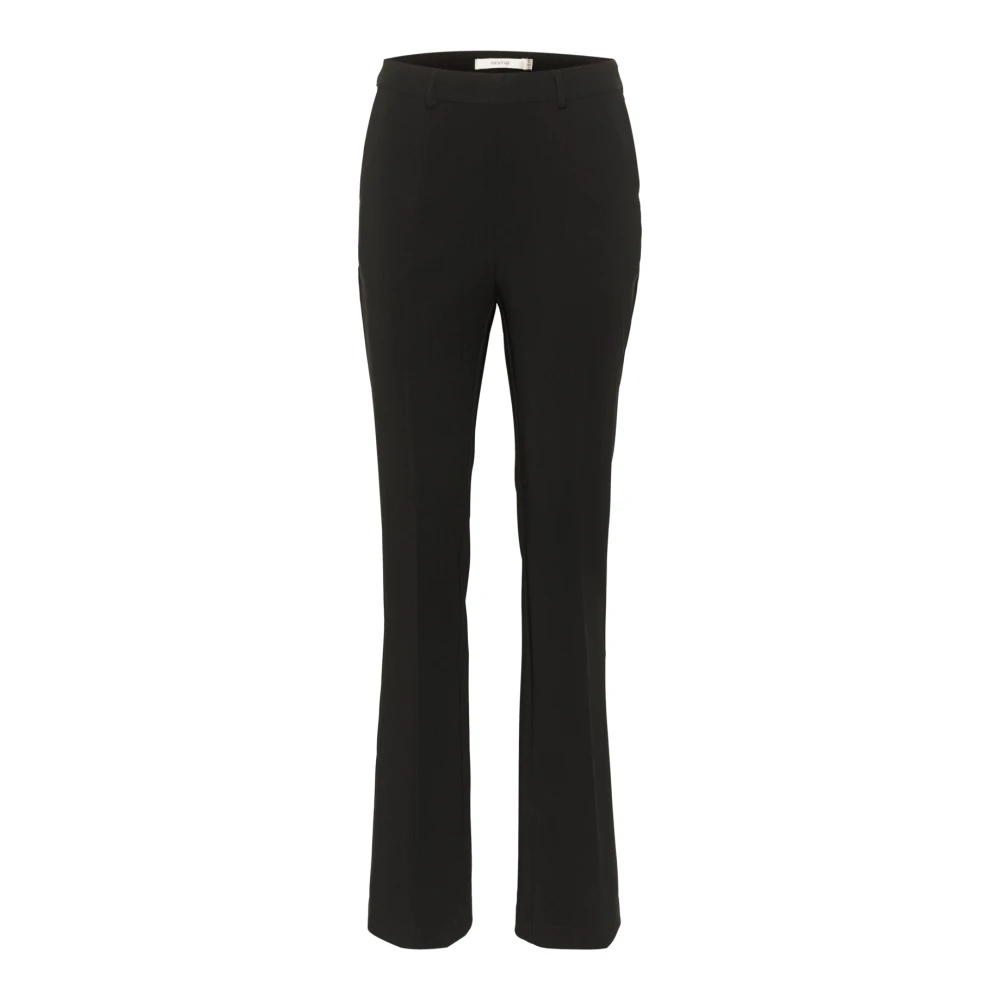 Gestuz Black High-Waisted Flared Trousers - Female - Wide Trousers - Xs - Trousers