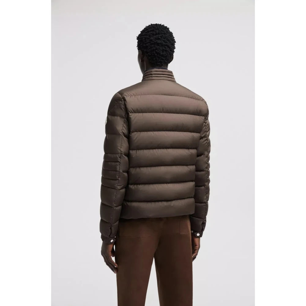 Moncler Biker Down Jacket Brown Heren