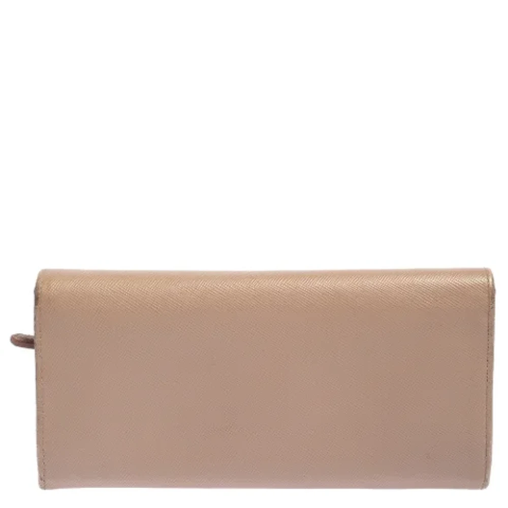 Prada Vintage Pre-owned Leather wallets Beige Dames