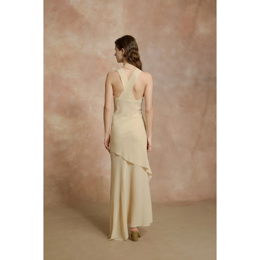 Cortana Dora top in beige zijden georgette Beige Dames