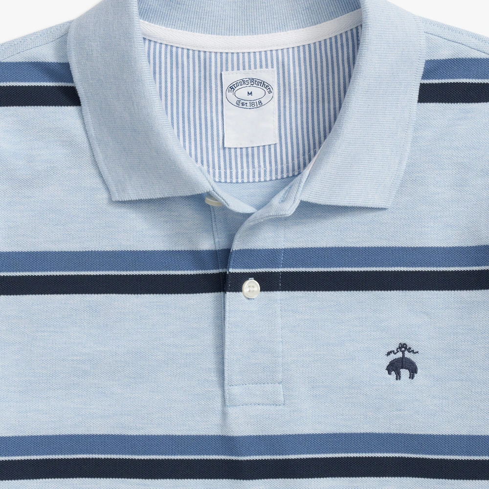 Brooks Brothers Lichtblauw-blauw gestreepte Golden Fleece katoenen polo Blue Heren