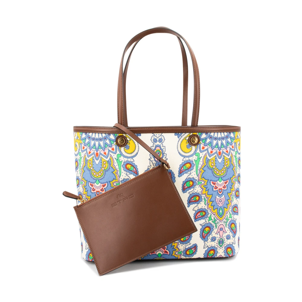 ETRO Paisley Floral Shopping Bag met leren afwerking Multicolor Dames