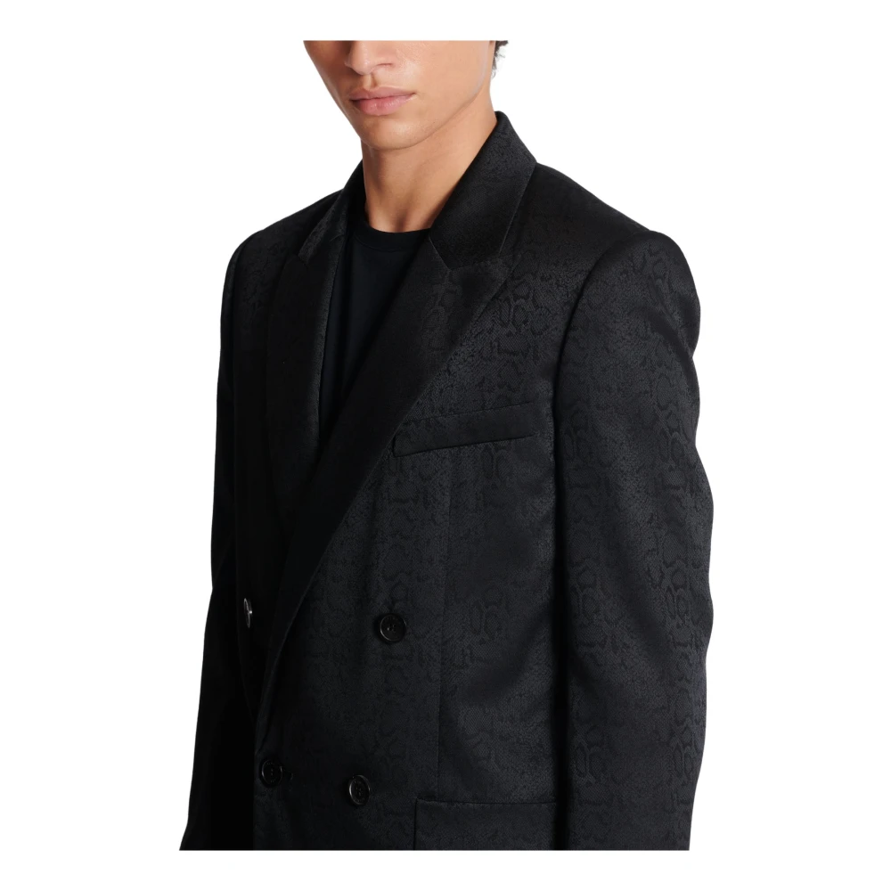 Balmain Python Jacquard Blazer Blue Heren