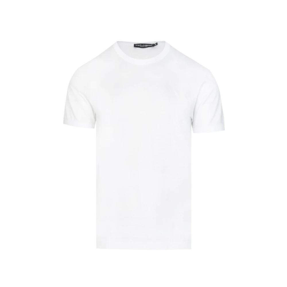 Dolce & Gabbana Men's White T-Shirts, S, Embroidered Signature T-Shirt
