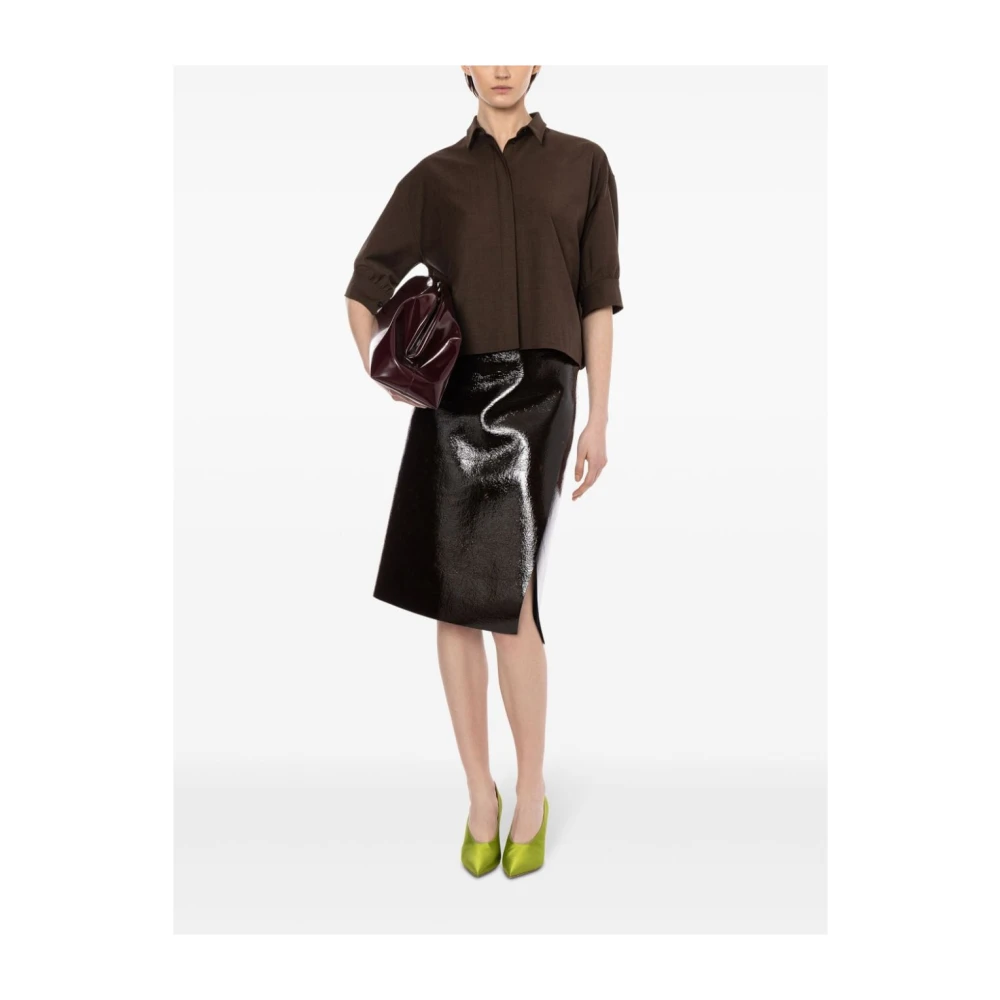 Philosophy di Lorenzo Serafini Bruine Crop Shirt met Korte Mouwen Brown Dames