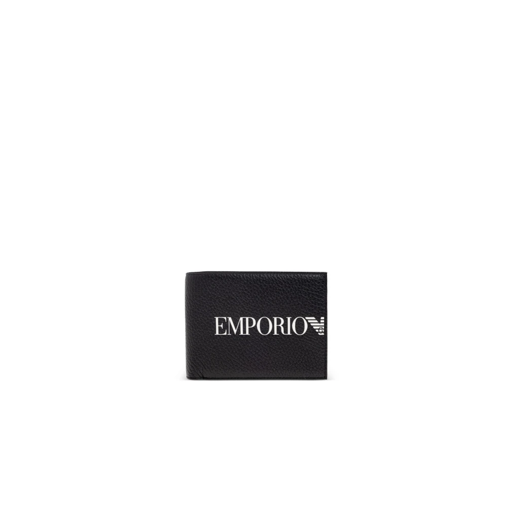 Emporio Armani Svart Vikbar Plånbok Med Logotyp