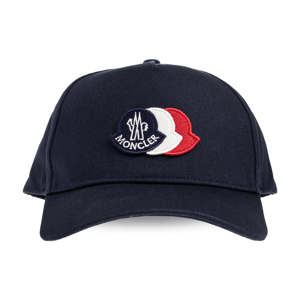 Moncler Blue Tricolor Logo Cotton Baseball Cap - Unisex - Hats & Caps - M - Kids