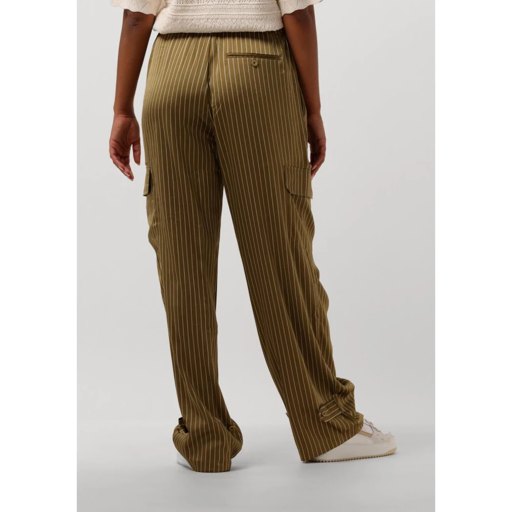 Dante 6 Zijden Gestreepte Broek Groen Green Dames