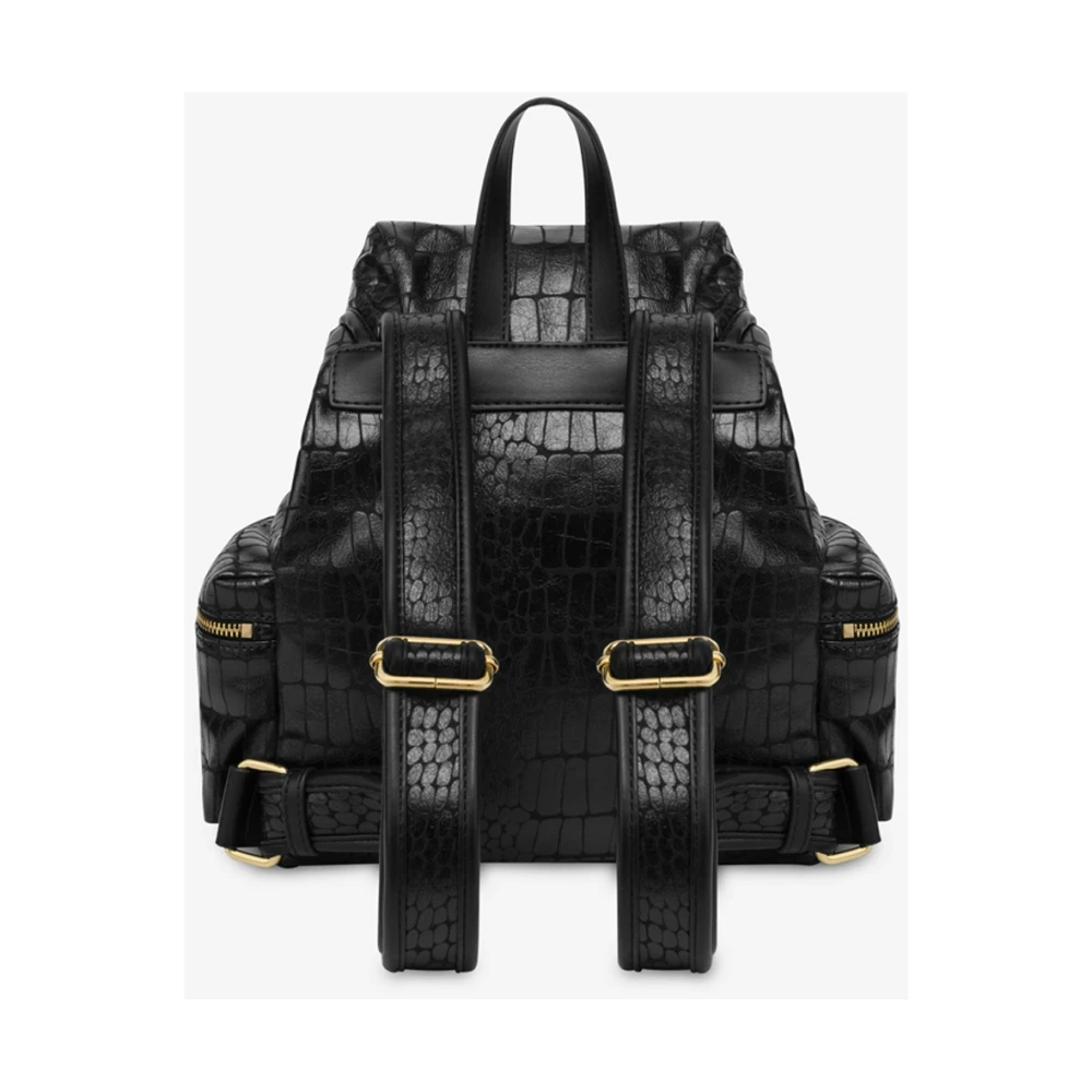 Love Moschino Zwarte Croco Print Rugzak Black Dames