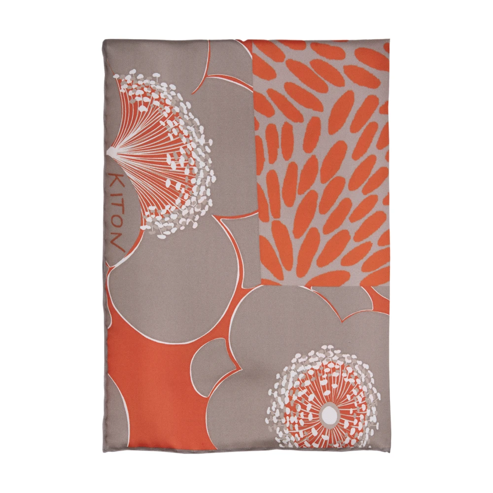 Kiton Zijden sjaal met bloemenprint Orange Dames