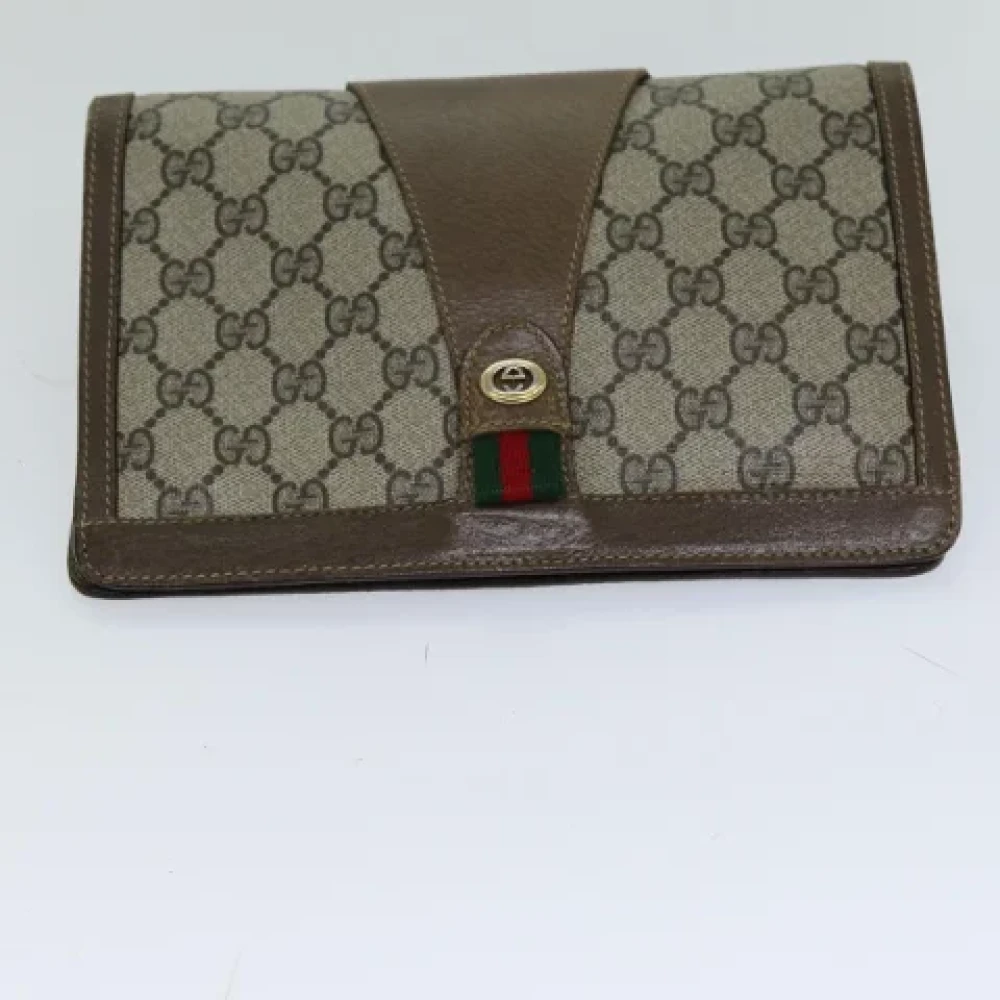 Gucci Vintage Pre-owned Leather clutches Beige Dames