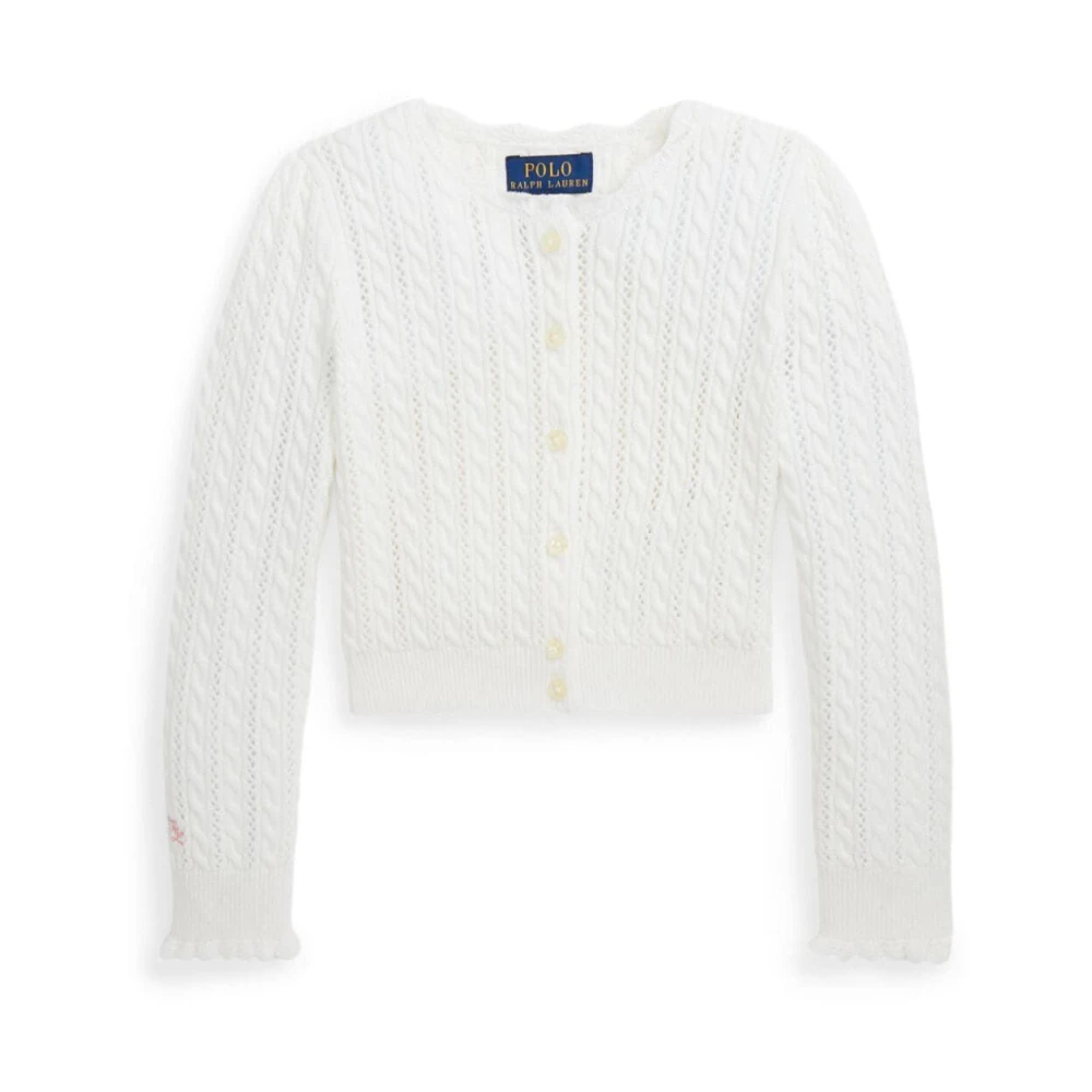 Polo Ralph Lauren Stickad Cardigan Tröja White, Flicka