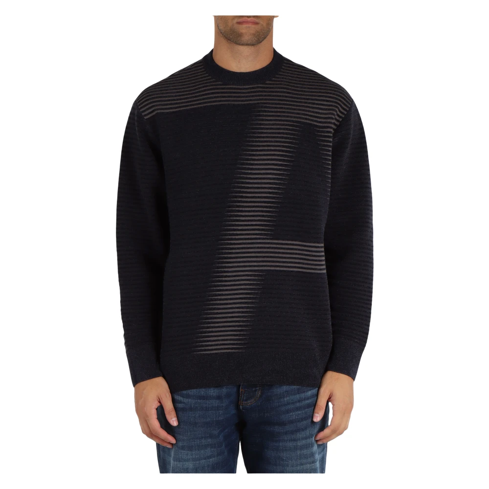 Armani Exchange Decoratieve Viscose Blend Trui Blue Heren