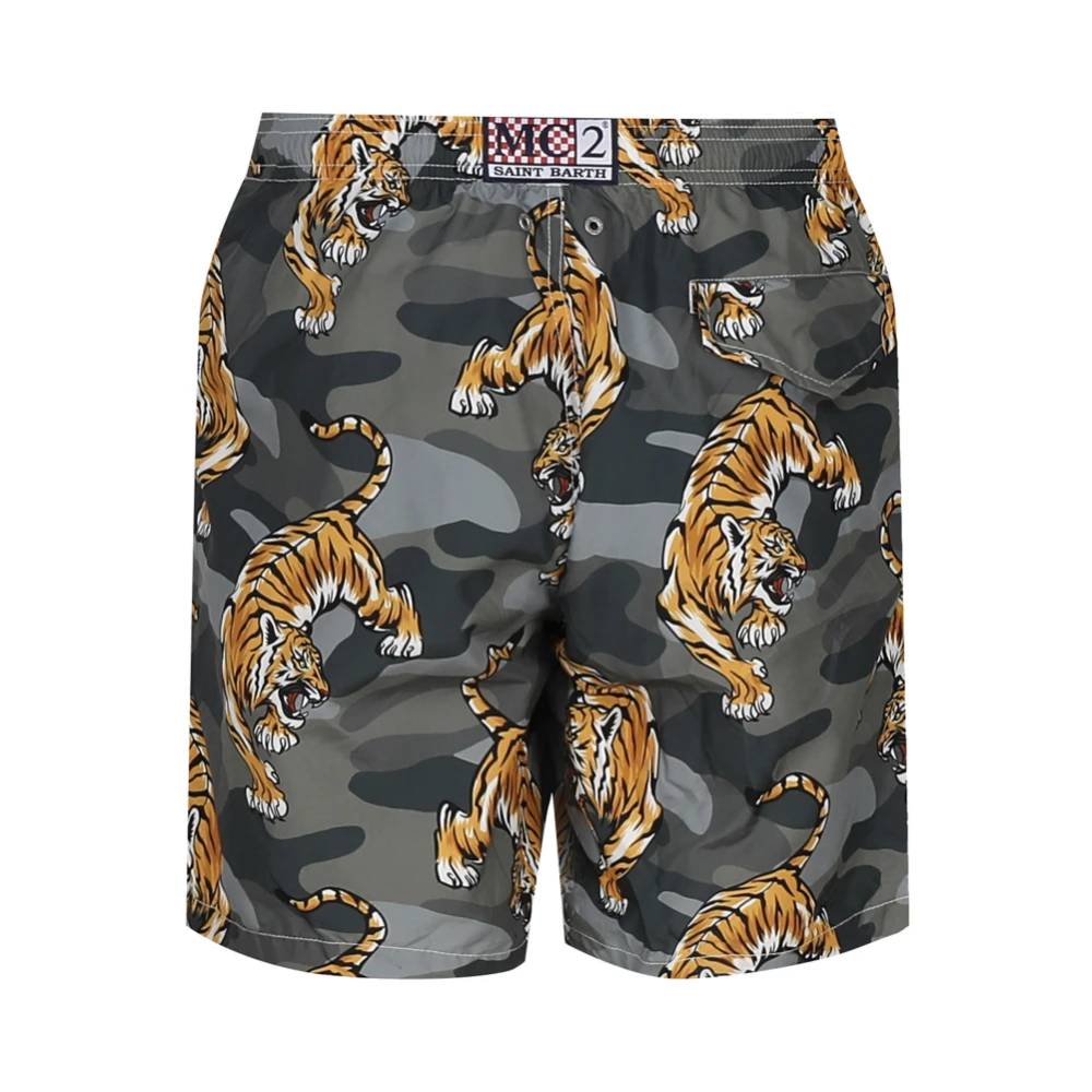 MC2 Saint Barth Tijgerprint Zwemshorts Multigrijs Multicolor Heren