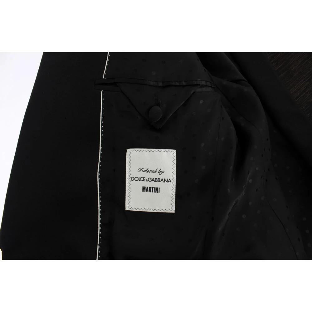 Dolce & Gabbana Luxe Bruin Zwart Glanzend 3-Delig Slim Fit Smoking Brown Heren