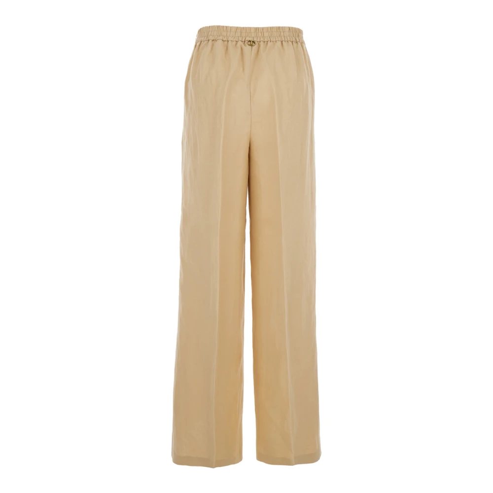 Twinset Beige Palazzo Broek Elastische Taille Wolmix Beige Dames
