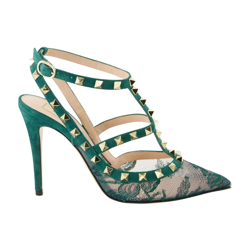 Valentino Garavani Women's Green Rockstud Lace Pumps - Pumps - 4 Uk - Shoes