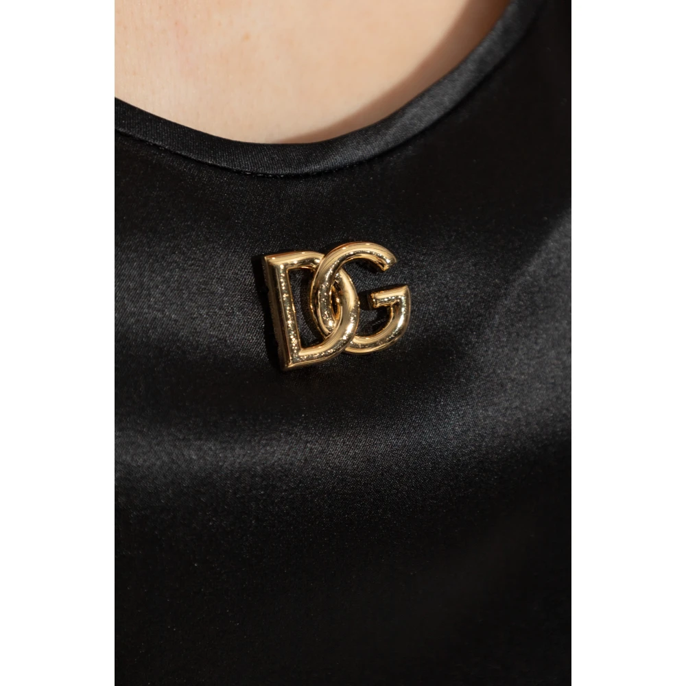 Dolce & Gabbana Mouwloze zijden top Black Dames