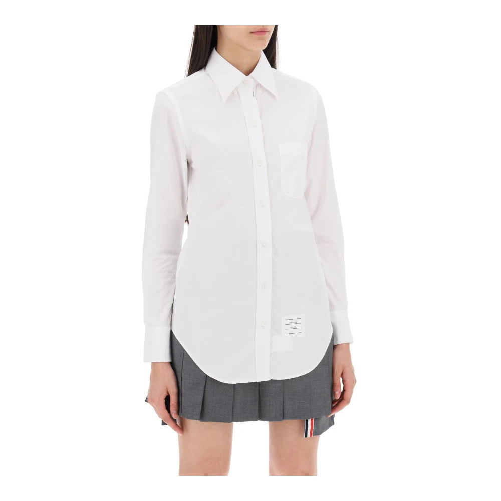 Thom Browne Poplin Aansluitend Overhemd met Tricolor Detail White Dames