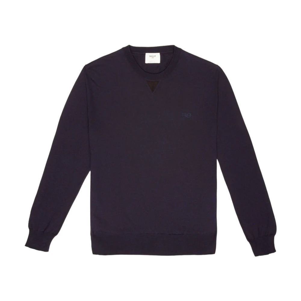Bally Geborduurde Logo Pullover Sweater Blue Heren