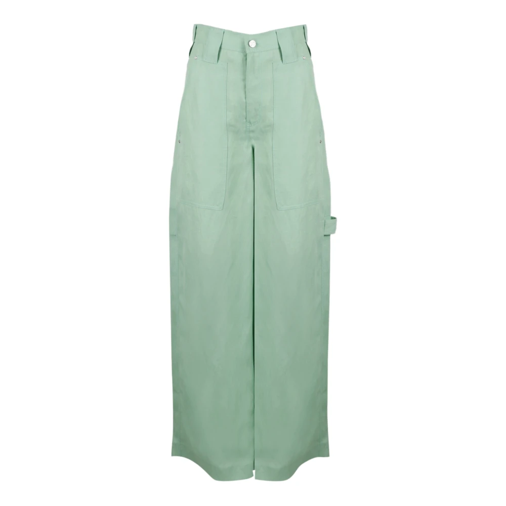 Stella McCartney Flytande Twill Linnebyxor Green, Dam