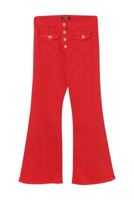 pantalon-rouge-evase-enfant-bouton