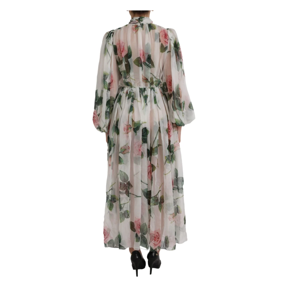 Dolce & Gabbana Zijden Bloemenprint Maxi Jurk Multicolor Dames