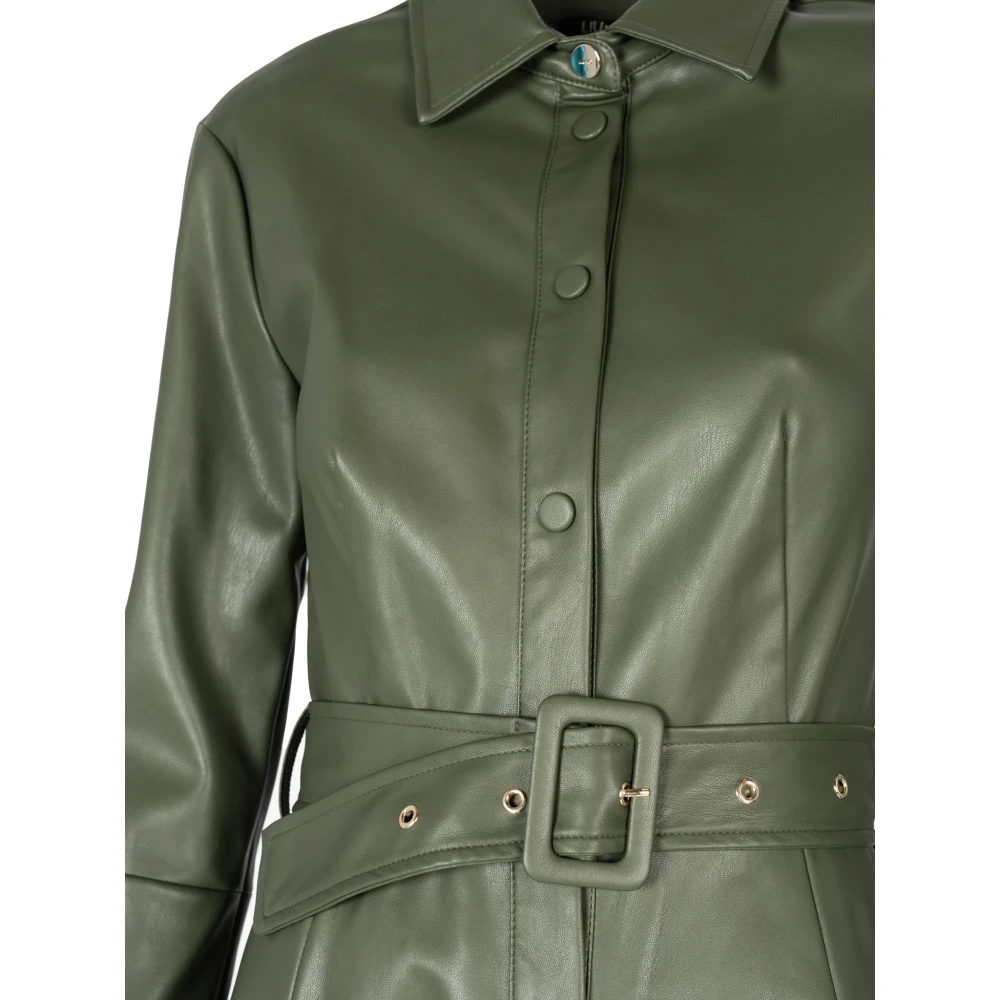 Liu Jo Elegante Midi Jurk met Kraag Green Dames
