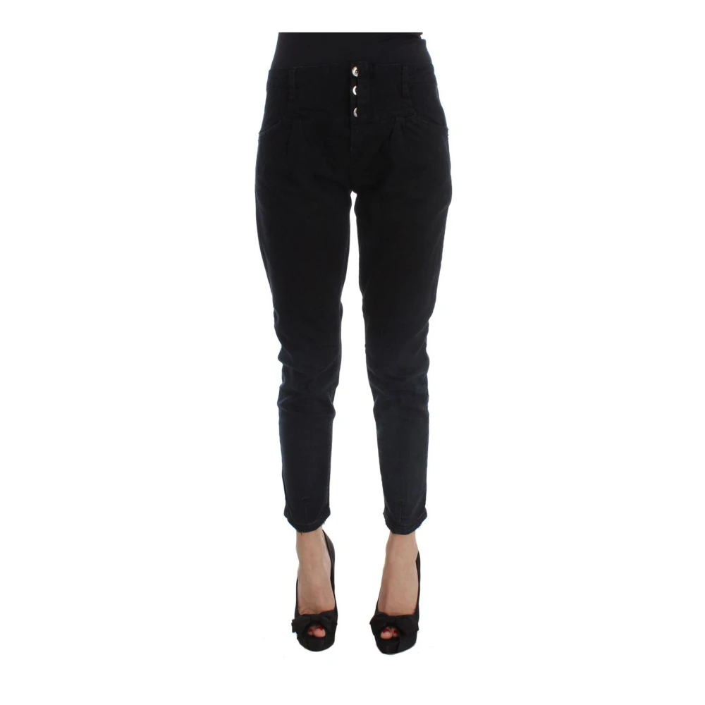Costume National Zwarte Katoenen Slim Fit Cropped Jeans Black Dames