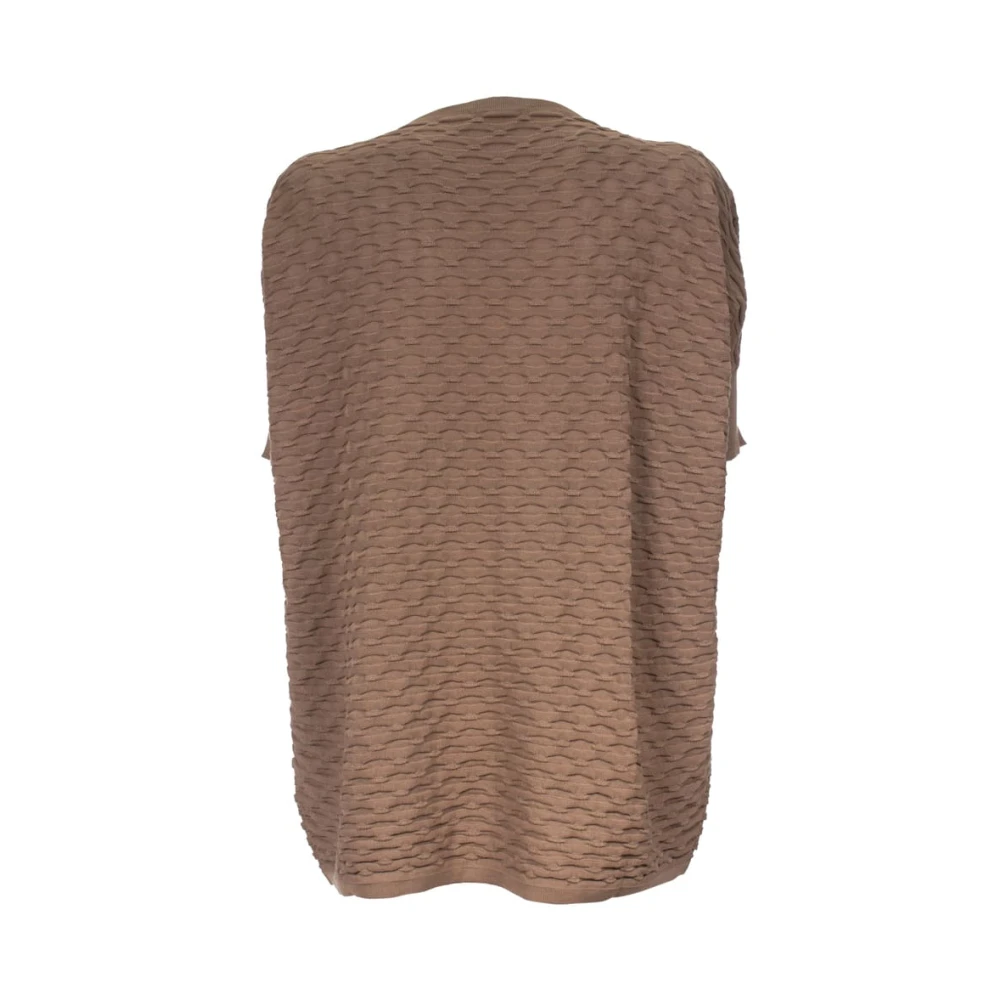 Le Tricot Perugia Katoenen Korte Mouw T-shirt Brown Dames