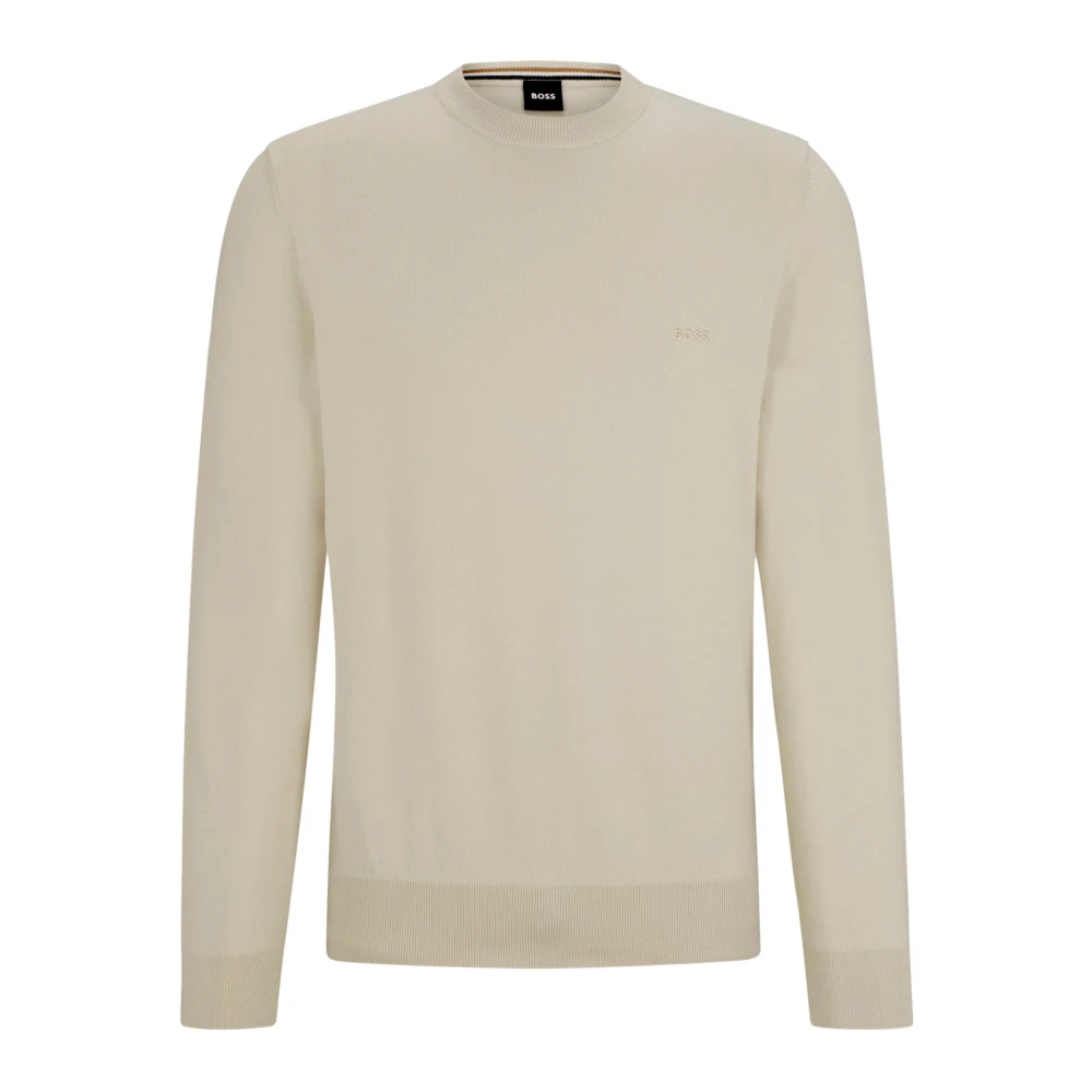 Hugo Boss Beige Katoenen Trui met Geborduurd Logo Beige Heren