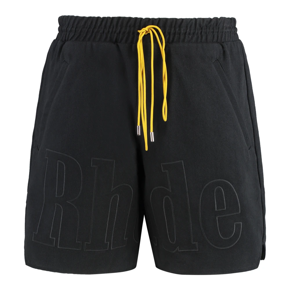 Rhude Geborduurde Twill Logo Shorts Black Heren