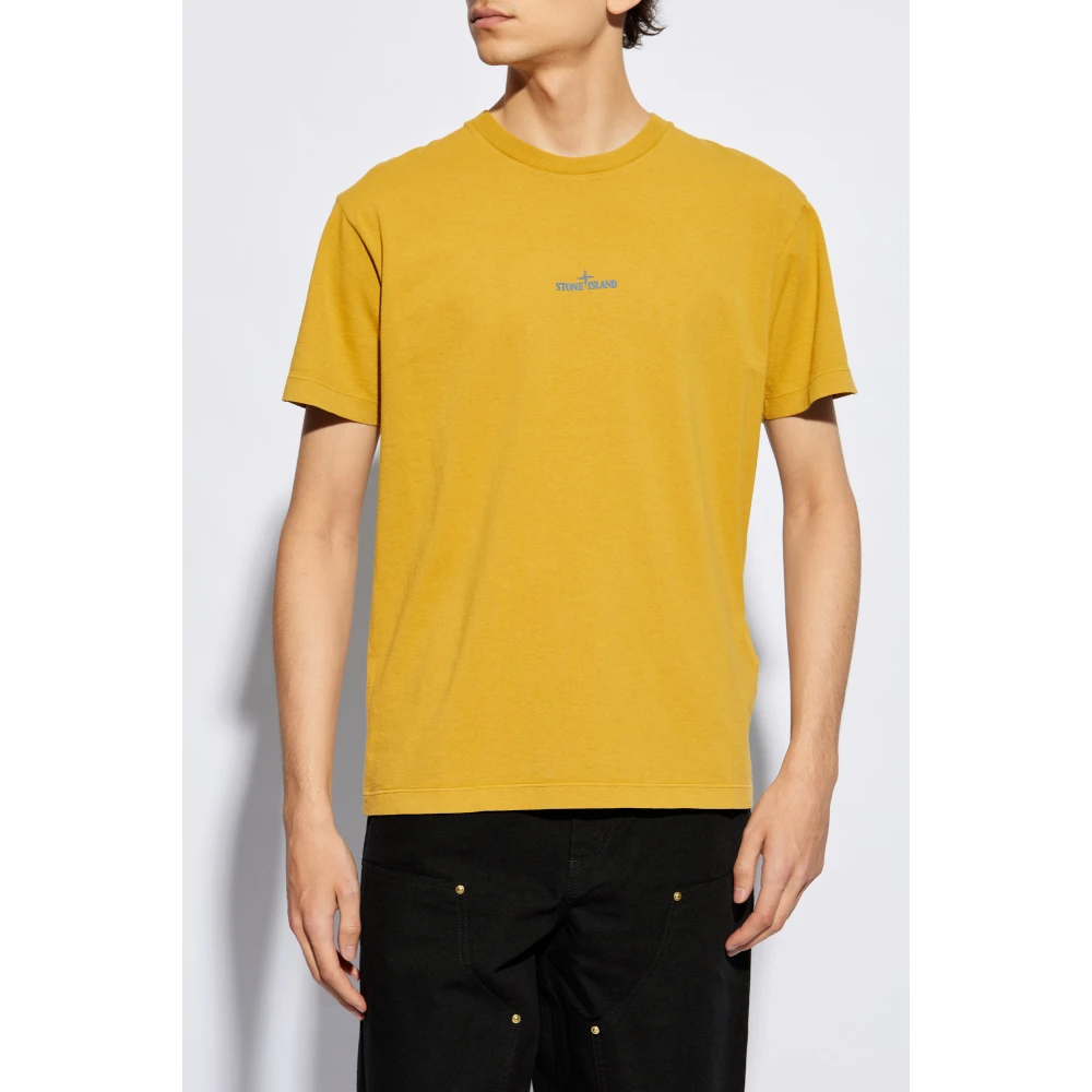 Stone Island T-shirt met logo Yellow Heren