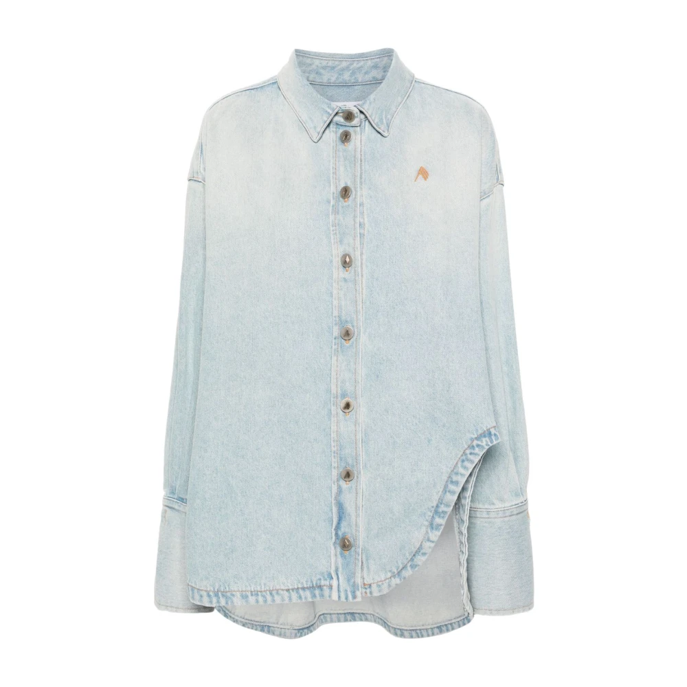 The Attico Blauwe Denim Jas met Logoknopen Blue Dames