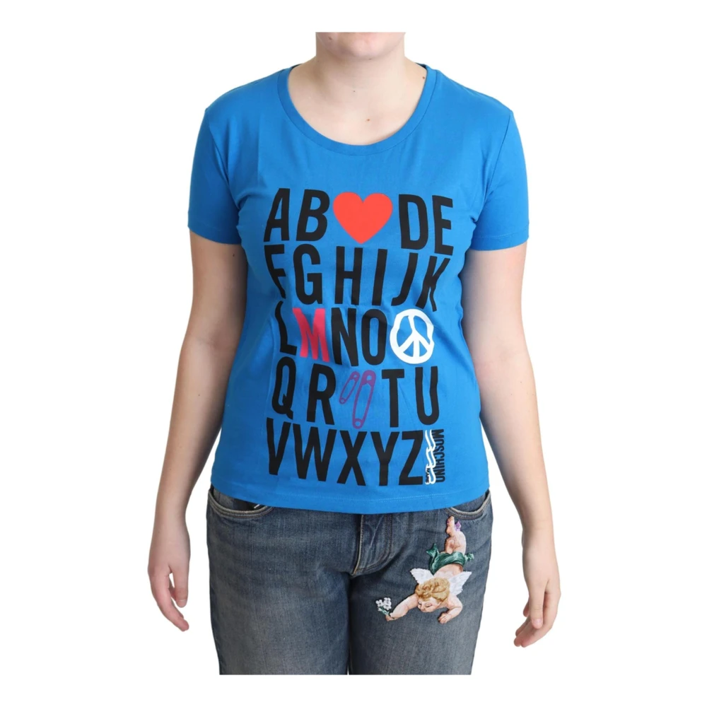 Moschino Women's Blue T-Shirts, S, Alphabet Print Tee