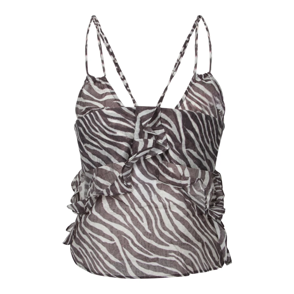 IRO Zebra Print Ruffle Blouse Multicolor Dames
