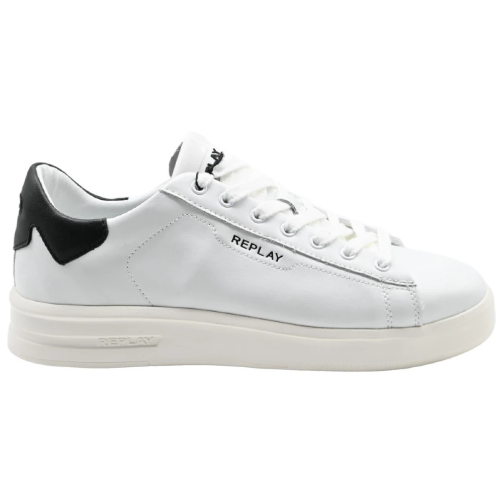 Replay Men's White Sneakers, 10 Uk, University Trainers