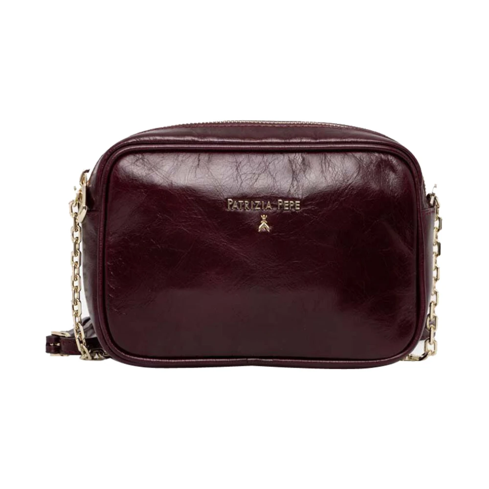 PATRIZIA PEPE Bordeaux Leren Schoudertas Red Dames