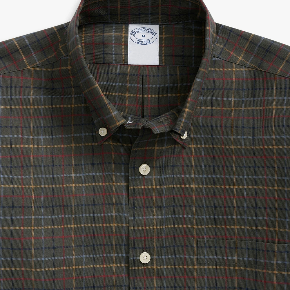 Brooks Brothers Groen Non-Iron Stretch Supima Katoenen Overshirt met Knoopsluiting Green Heren