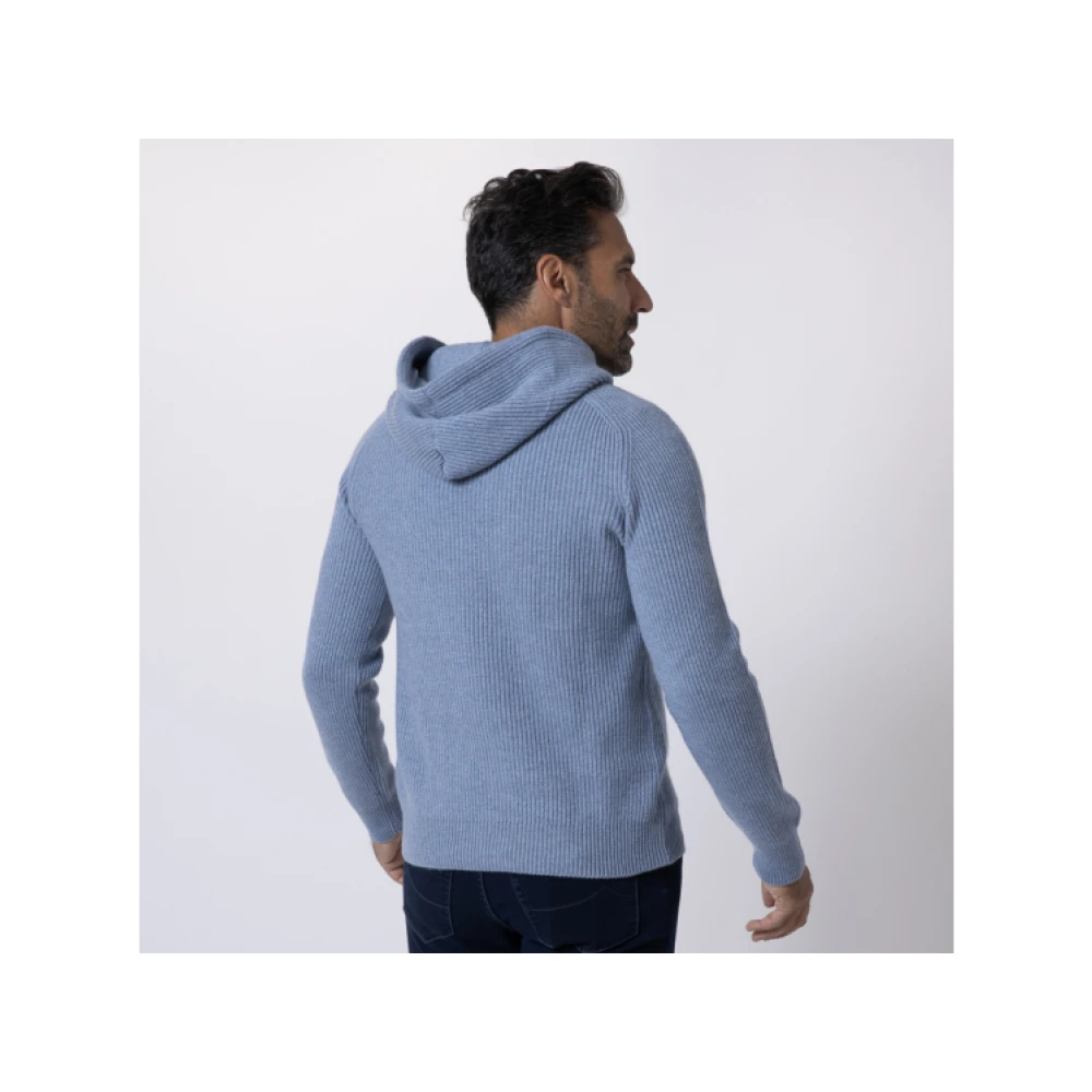 Gran Sasso Blauwe Cashmere Hooded Sweatshirt Blue Heren