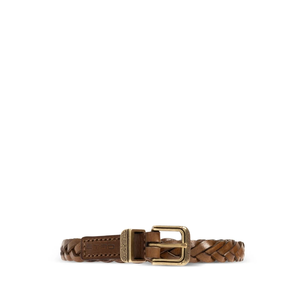 Etro Brown Belts, Female, M, Braided Leather Belt