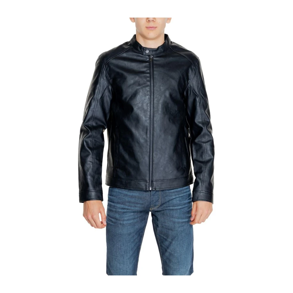 jack & jones Klassieke Polyesterjas voor Mannen Black Heren