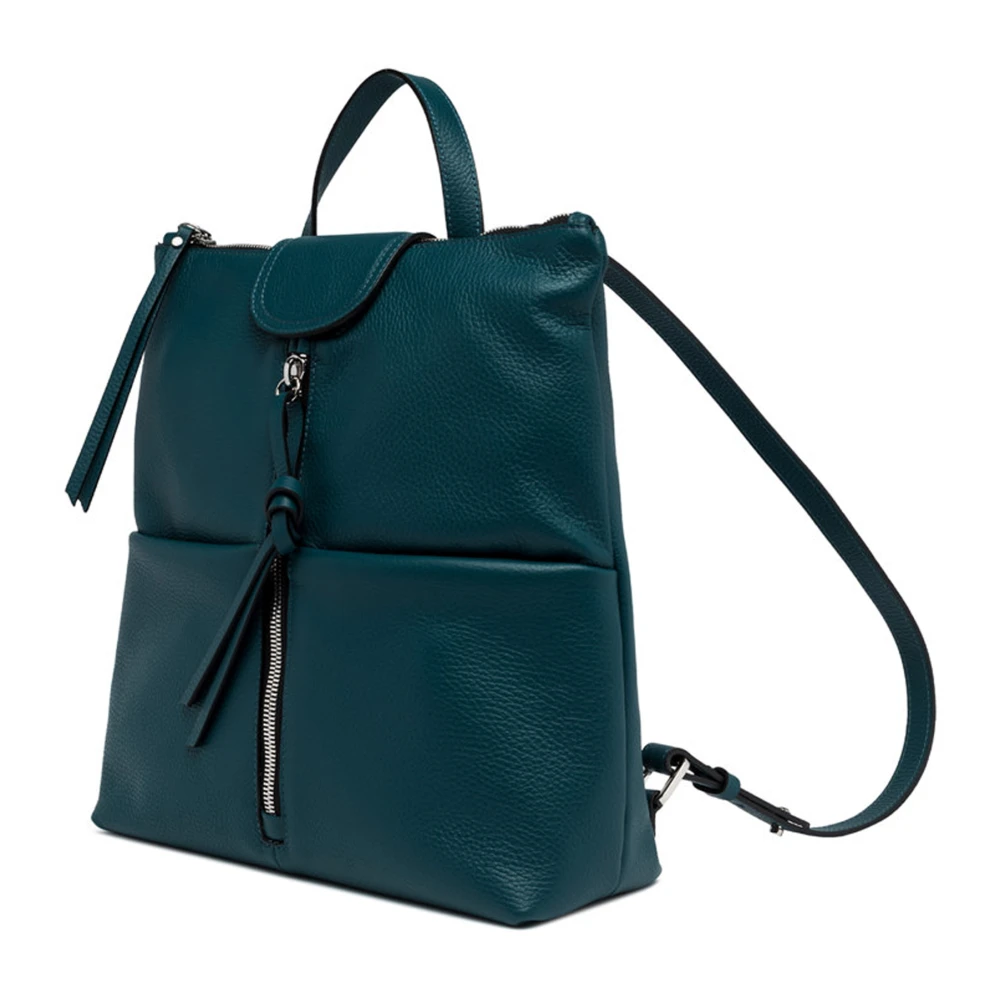 Gianni Chiarini Groene leren rugzak met ritssluiting Green Dames