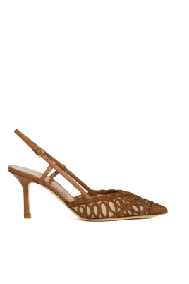 Slingback Macramè Cuoio Tacco 75 mm