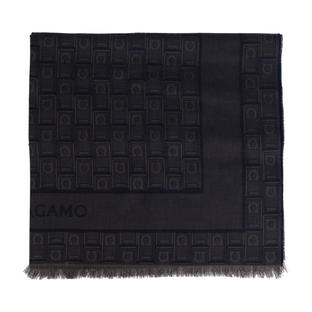 Ferragamo Men's Blue Monogram Scarf