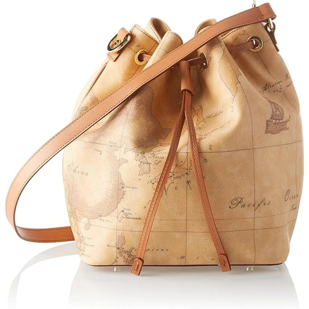 Alviero Martini 1A Classe Beige Bucket Bags, Female, One Size, Bucket Bag With Geo Classic Map Print
