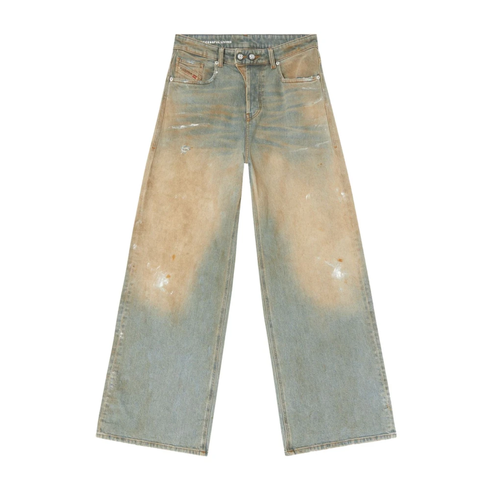Diesel Versleten Denim Jeans met Logopatch Blue
