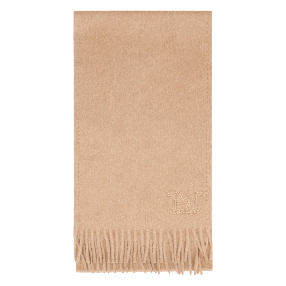 Max Mara Beige Winter Scarves, Female, One Size, Monogram-Embroidered Stole
