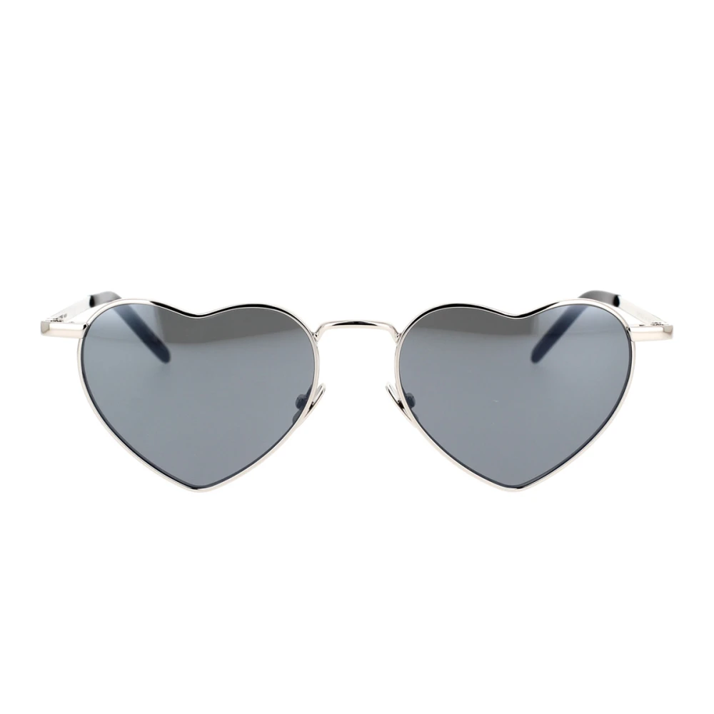 Saint Laurent Hjärtformade solglasögon med spegelglas i silver Gray, Unisex