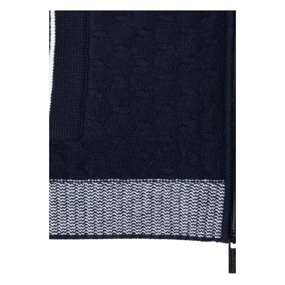 Paolo Pecora Blauwe Merinowol Varsity Sweater Blue Heren
